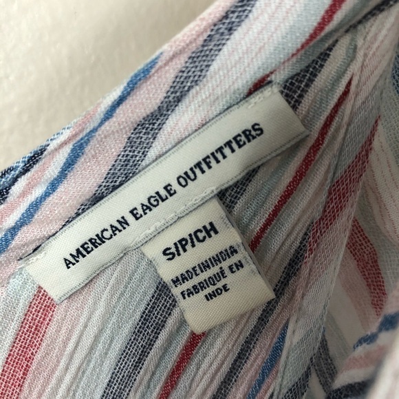 American Eagle Outfitters Multi Colored Striped Romper Ruffle Detail Size Small - Picture 6 of 8